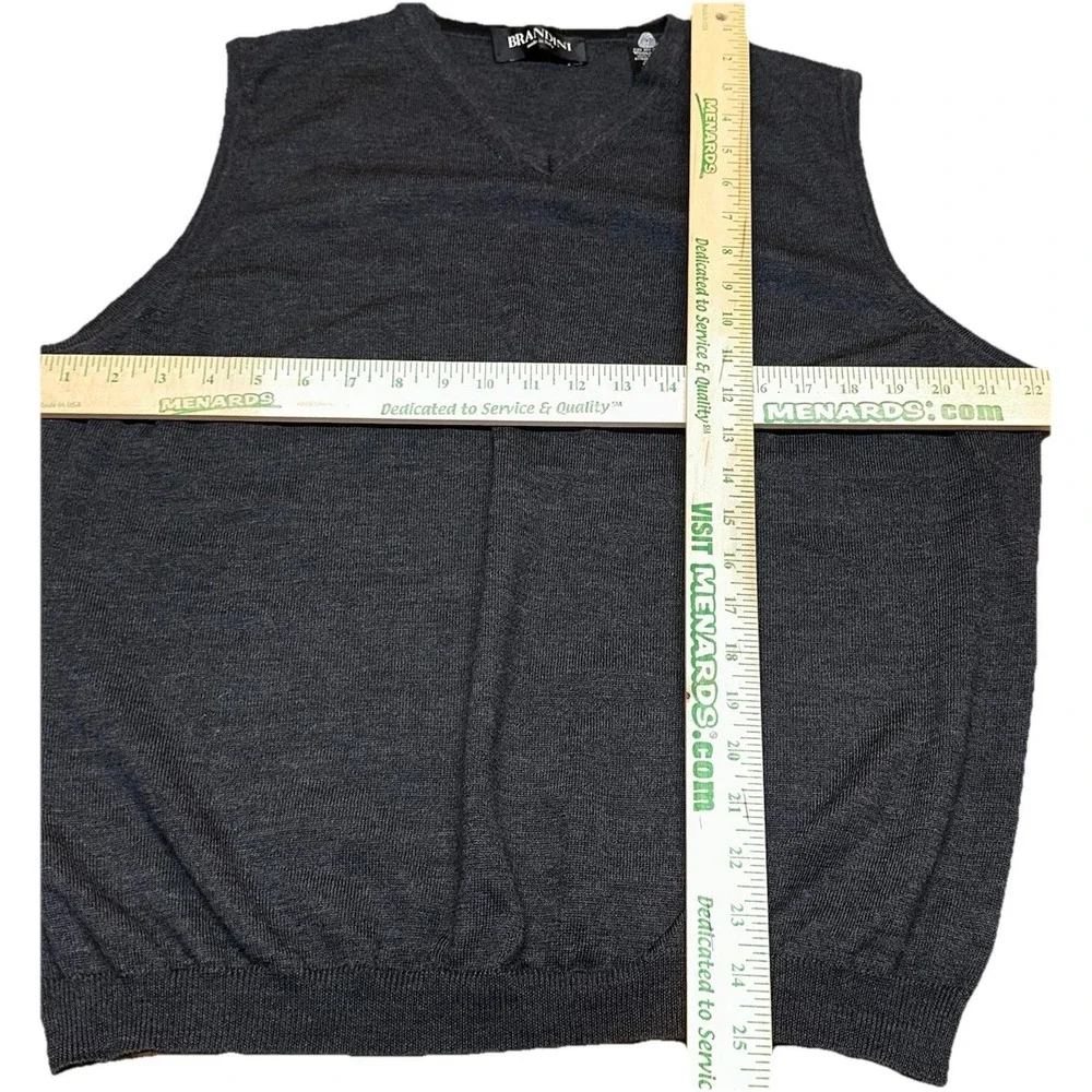 Brandini Black 100% Extra Fine Merino Wool V-Neck Sweater Vest Grandpa Men's‎ L